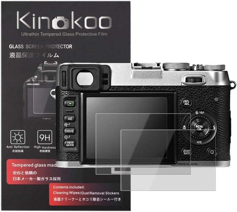 kinokoo Screen Protector for fujifilm X100S/X100/X20/X10/X-E1 camera, 0.25mm 9H Hardness Tempered Glass Film for Fuji X100S camera - Bubble Free & Anti-Scratch&Anti-Finger Print (2 Pack) - Image 1